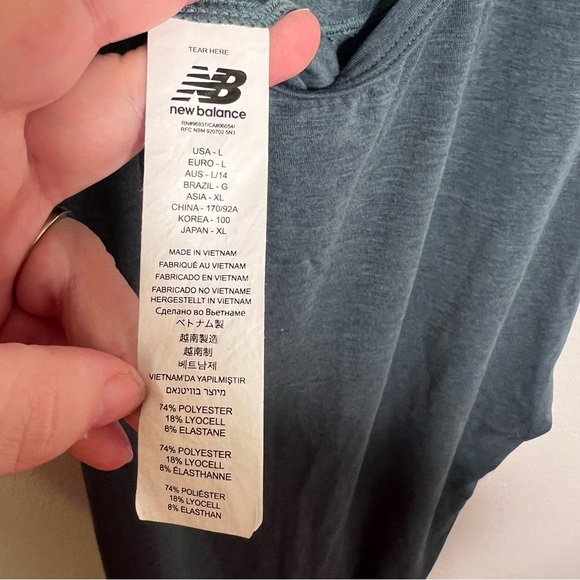 New Balance Athletic Tank Top Heathered Dark Green L - Picture 8 of 9